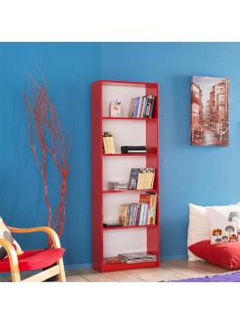 Βιβλιοθήκη μελαμίνης Max Megapap σε χρώμα κόκκινο 58x23x170εκ.