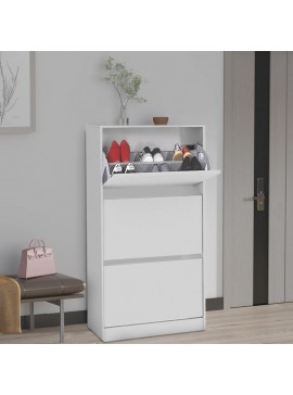 Παπουτσοθήκη μελαμίνης Flat Duo Megapap 18 ζεύγων σε χρώμα λευκό 73x26x119εκ.