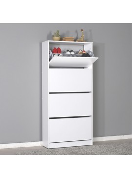 Παπουτσοθήκη μελαμίνης Flat Duo Megapap 24 ζευγών σε χρώμα λευκό 73x26x157εκ.