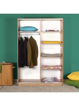 Ντουλάπα ρούχων Slide Megapap συρόμενη με καθρέπτη χρώμα sonoma 120x52x182εκ.