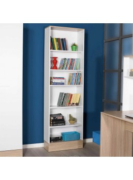Βιβλιοθήκη μελαμίνης Base Megapap χρώμα oak - λευκό 60x26x197εκ.