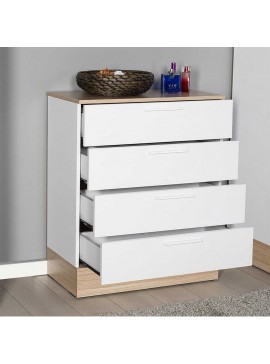 Συρταριέρα μελαμίνης Base Megapap χρώμα oak - λευκό 72x40x88εκ.