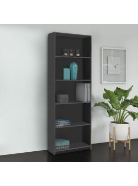 Βιβλιοθήκη μελαμίνης Max Megapap χρώμα ανθρακί 58x23x170εκ.