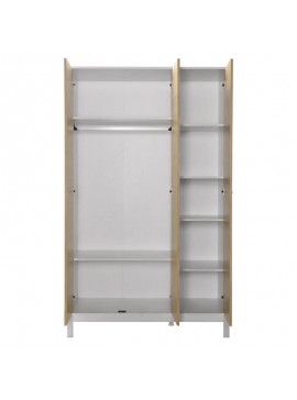 Ντουλάπα ρούχων London Megapap τρίφυλλη χρώμα oak - λευκό 120x52x202εκ.