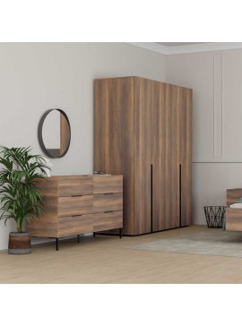 Ντουλάπα ρούχων Oryana Megapap τετράφυλλη χρώμα καρυδί 180x62x210εκ.