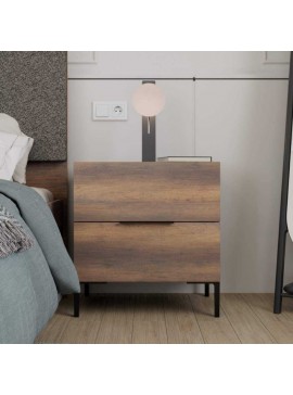 Κομοδίνο Oryana Megapap χρώμα καρυδί 55x44x59εκ.