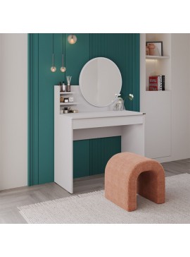 Τουαλέτα με καθρέπτη Dior Megapap χρώμα λευκό του πάγου 90x45x138εκ.