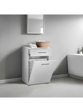 Ντουλάπι - Καλάθι απλύτων Diamond Megapap χρώμα λευκό gloss 52x38x83εκ.