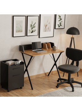 Συρταριέρα γραφείου με κλειδαριά Gamer Megapap τροχήλατη χρώμα μαύρο 40x40x56εκ.