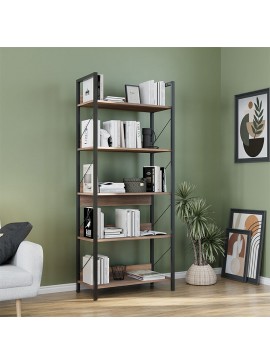 Βιβλιοθήκη Connect Megapap χρώμα καρυδί 73x35x172εκ.