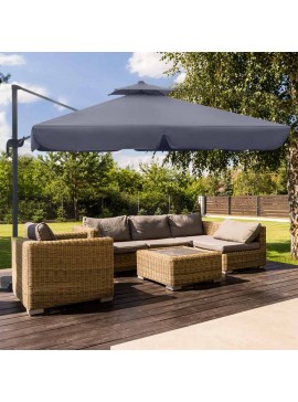 Ομπρέλα κρεμαστή επαγγελματική Pearl Megapap τηλεσκοπική αλουμινίου χρώμα ανθρακί 3x3m.