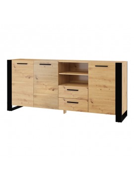 Μπουφές Minimal Megapap σε χρώμα φυσικό - μαύρο 195x43x84εκ. GP012-0030