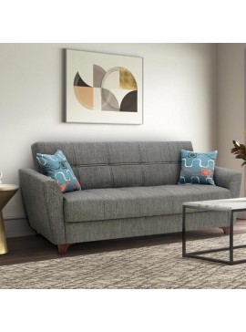 Καναπές - κρεβάτι Jason Megapap τριθέσιος υφασμάτινος με αποθηκευτικό χώρο σε χρώμα γκρι 216x85x91εκ. 0096294