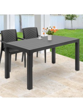Τραπέζι κήπου Adler Megapap από PP χρώμα ανθρακί 140x80x74εκ.