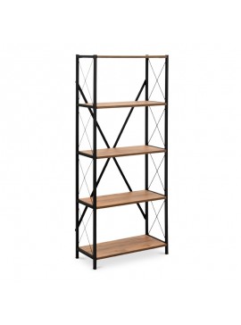 Βιβλιοθήκη Bodie Megapap μεταλλική χρώμα μαύρο 71x29x160εκ. GP016-0024
