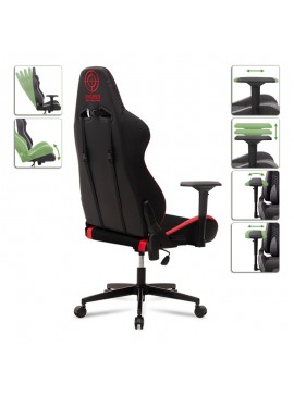 Καρέκλα γραφείου gaming - επαγγελματική Sniper Megapap τεχνόδερμα - ύφασμα κόκκινο - μαύρο 74x57x140εκ. 0117419