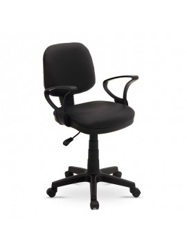 Καρέκλα γραφείου εργασίας Apron Megapap δερματίνη χρώμα μαύρο 53x54x81-92εκ. 0117544 GP019-0004