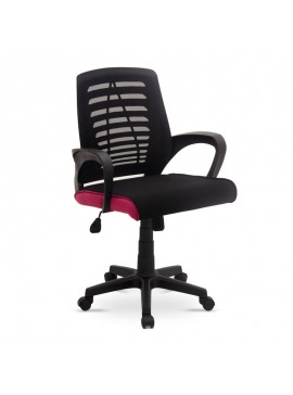 Καρέκλα γραφείου εργασίας Sundar Megapap υφασμάτινη χρώμα μαύρο - ροζ 65x56x90-103εκ. GP019-0015