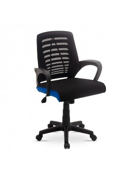 Καρέκλα γραφείου εργασίας Sundar Megapap υφασμάτινη χρώμα μαύρο - μπλε 65x56x90-103εκ. GP019-0016