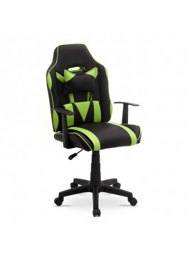 Καρέκλα γραφείου παιδική Dotcom Megapap τεχνόδερμα χρώμα μαύρο - πράσινο 61x63x100-113εκ. GP019-0021
