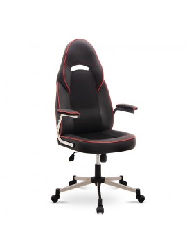 Καρέκλα γραφείου gaming Carmack Megapap τεχνόδερμα - ύφασμα χρώμα μαύρο-κόκκινο 67x68x124-132εκ. GP019-0023