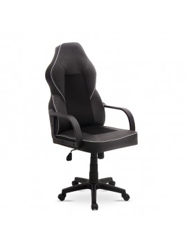 Καρέκλα γραφείου εργασίας Frank Megapap τεχνόδερμα - ύφασμα χρώμα μαύρο - γκρι 63x68x117-129εκ. GP019-0030