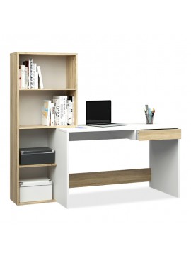 Γραφείο με βιβλιοθήκη Bartolino Megapap από μελαμίνη χρώμα sonoma - λευκό 159x60x145εκ. GP021-0039