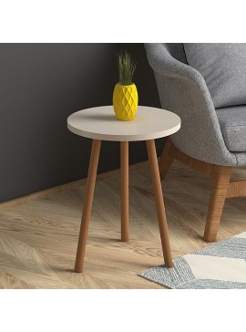 Τραπεζάκι βοηθητικό Roma Megapap χρώμα κρεμ 33,5x33,5x46εκ.