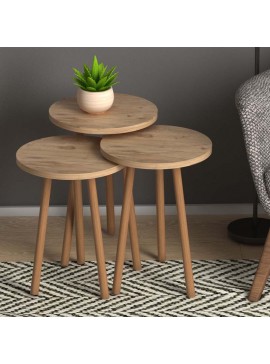 Βοηθητικά τραπεζάκια Roma Megapap από μελαμίνη χρώμα pine oak