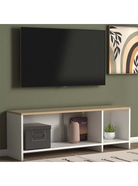 Έπιπλο τηλεόρασης Box Megapap από μελαμίνη χρώμα λευκό - oak 120x29,5x40εκ. 0117755
