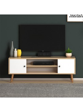 Έπιπλο τηλεόρασης Parma Megapap μελαμίνης χρώμα white - oak 120x30x40εκ. 0127271