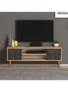 Έπιπλο τηλεόρασης Parma Megapap μελαμίνης χρώμα industrial grey - oak 120x30x40εκ. 0127272