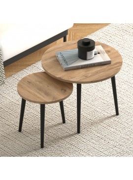 Τραπεζάκι σαλονιού σετ 2 τμχ Roma Megapap χρώμα oak 60x60x46εκ.