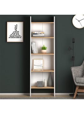 Βιβλιοθήκη μελαμίνης Flora Megapap χρώμα white pine 52x25x158εκ.