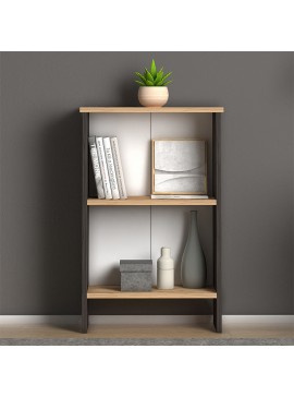 Βιβλιοθήκη μελαμίνης Flora Megapap χρώμα industrial grey - oak 52x25x80εκ. 0127278
