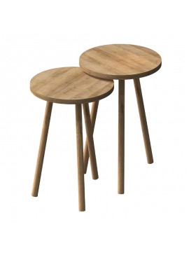 Τραπεζάκια βοηθητικά σετ 2 τμχ Roma Megapap χρώμα oak Ø34x46εκ.