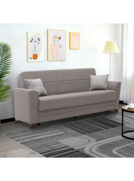 Καναπές - κρεβάτι Albero Megapap τριθέσιος υφασμάτινος χρώμα μπεζ-γκρι 232x92x98εκ. 0128333