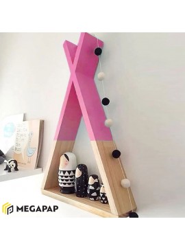 Ραφιέρα τοίχου Malcolm Megapap ξύλινη χρώμα ροζ - φυσικό 34x9x54εκ. GP025-0060,2