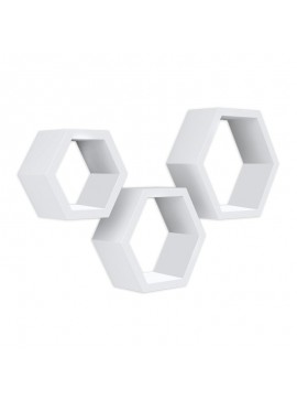 Ραφιέρα τοίχου Allan Megapap 3 τεμαχίων από μελαμίνη χρώμα λευκό 15εκ. 0121711 GP026-0044,1