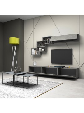 Σύνθεση τηλεόρασης Free Megapap χρώμα ανθρακί - γκρι σκυροδέματος 210x35x38εκ.