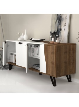 Μπουφές Jasmine Megapap χρώμα λευκό - καρυδί 160x45x78εκ.