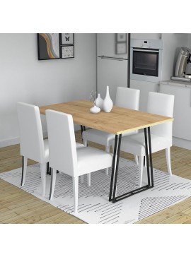 Τραπέζι Gable Megapap χρώμα φυσικό οξιάς - ανθρακί 140x80x76εκ.