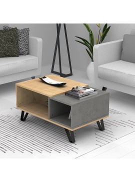 Τραπεζάκι σαλονιού Don Megapap χρώμα φυσικό οξιάς - γκρι σκυροδέματος 90x55x44εκ.