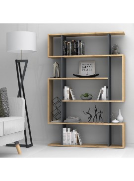 Βιβλιοθήκη Clint Megapap χρώμα φυσικό οξιάς - ανθρακί 108,5x25,5x161εκ.