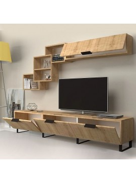 Σύνθεση τηλεόρασης Heydar Megapap χρώμα φυσικό οξιάς 210x35x40εκ.