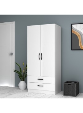 Ντουλάπα ρούχων Ricardo Megapap δίφυλλη με συρτάρια χρώμα λευκό 80x51,8x181εκ.