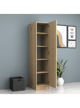 Ντουλάπα ρούχων Ricardo Megapap μονόφυλλη χρώμα φυσικό οξιάς 40x51,8x181εκ.