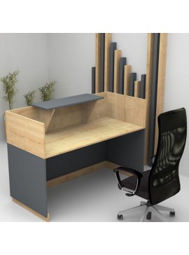 Γραφείο υποδοχής - reception Lemmon Megapap χρώμα φυσικό οξιάς - ανθρακί 120x70x110εκ.