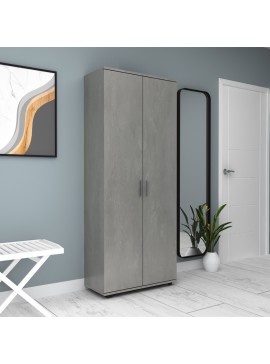 Ντουλάπα ρούχων - παπουτσοθήκη Eric Megapap δίφυλλη χρώμα γκρι σκυροδέματος 76x36x187εκ.