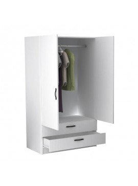 Ντουλάπα ρούχων Victoria Megapap δίφυλλη με συρτάρια χρώμα λευκό 100x60x181εκ.